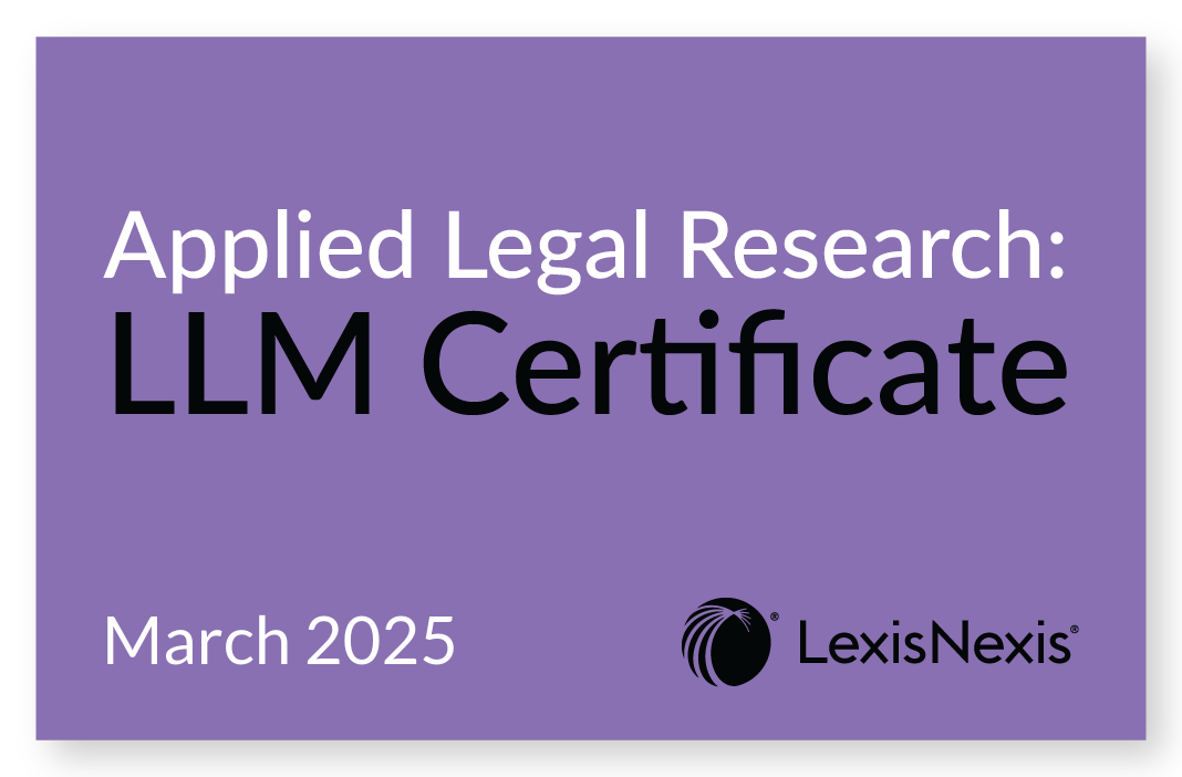 Applied Legal Research: LLM Resources Certificate Certificate