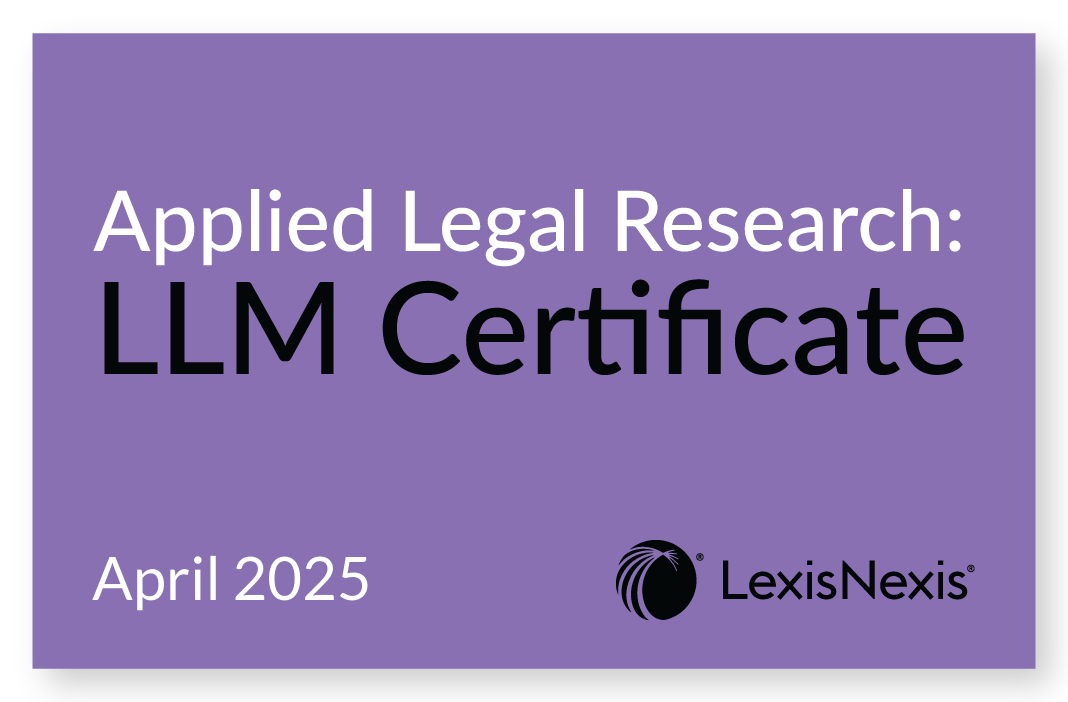 Applied Legal Research: LLM Resources Certificate Certificate