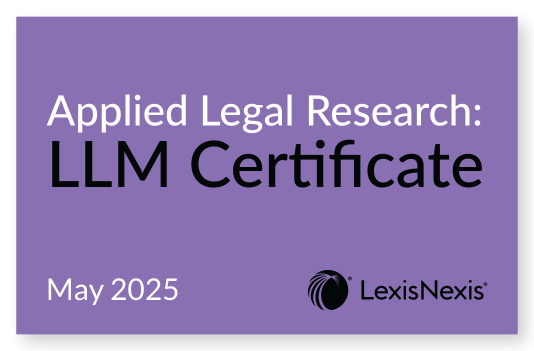 Applied Legal Research: LLM Certificate Certificate