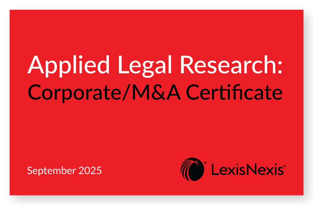 Applied Legal Research: Corporate/M&A Certificate Certificate