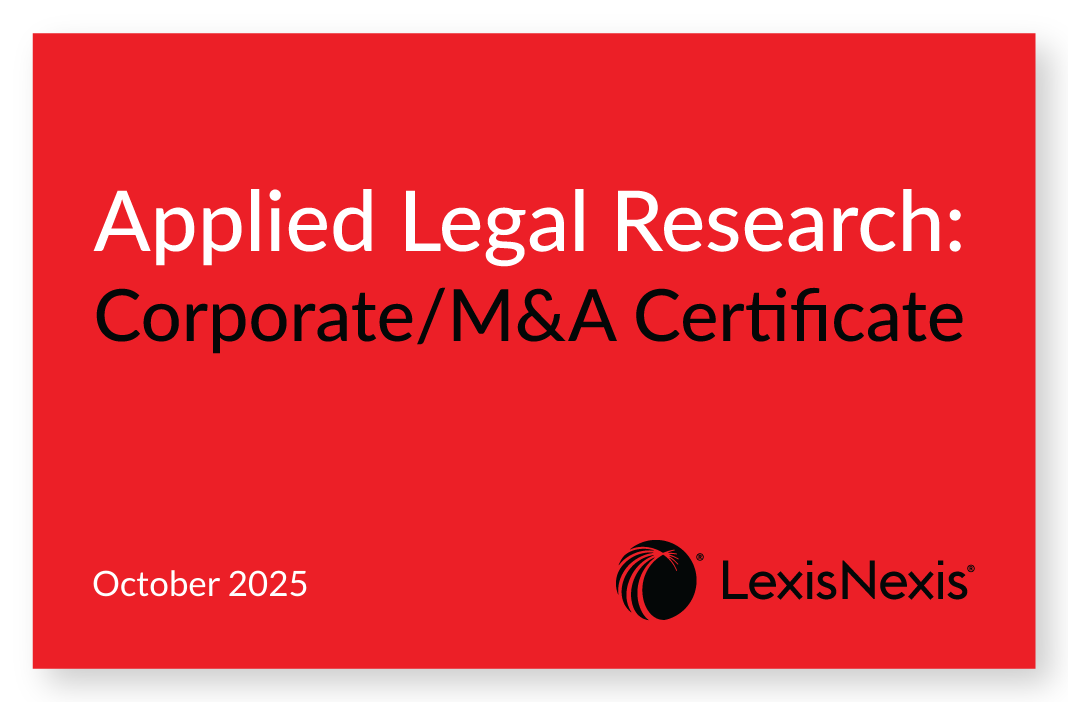 Applied Legal Research: Corporate/M&A Certificate Certificate