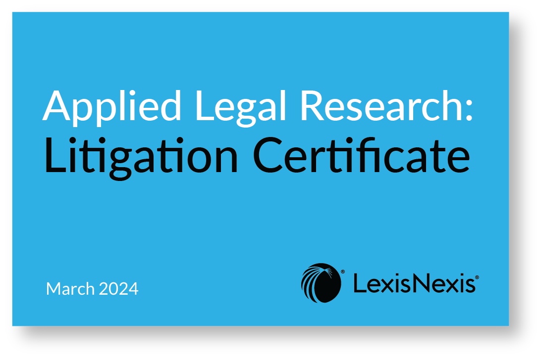 Applied Legal Research: Litigation Certificate Certificate