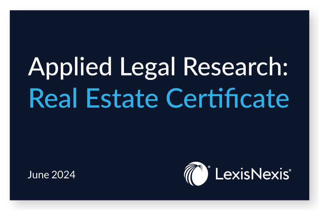 Applied Legal Research: Real Estate Certificate Certificate